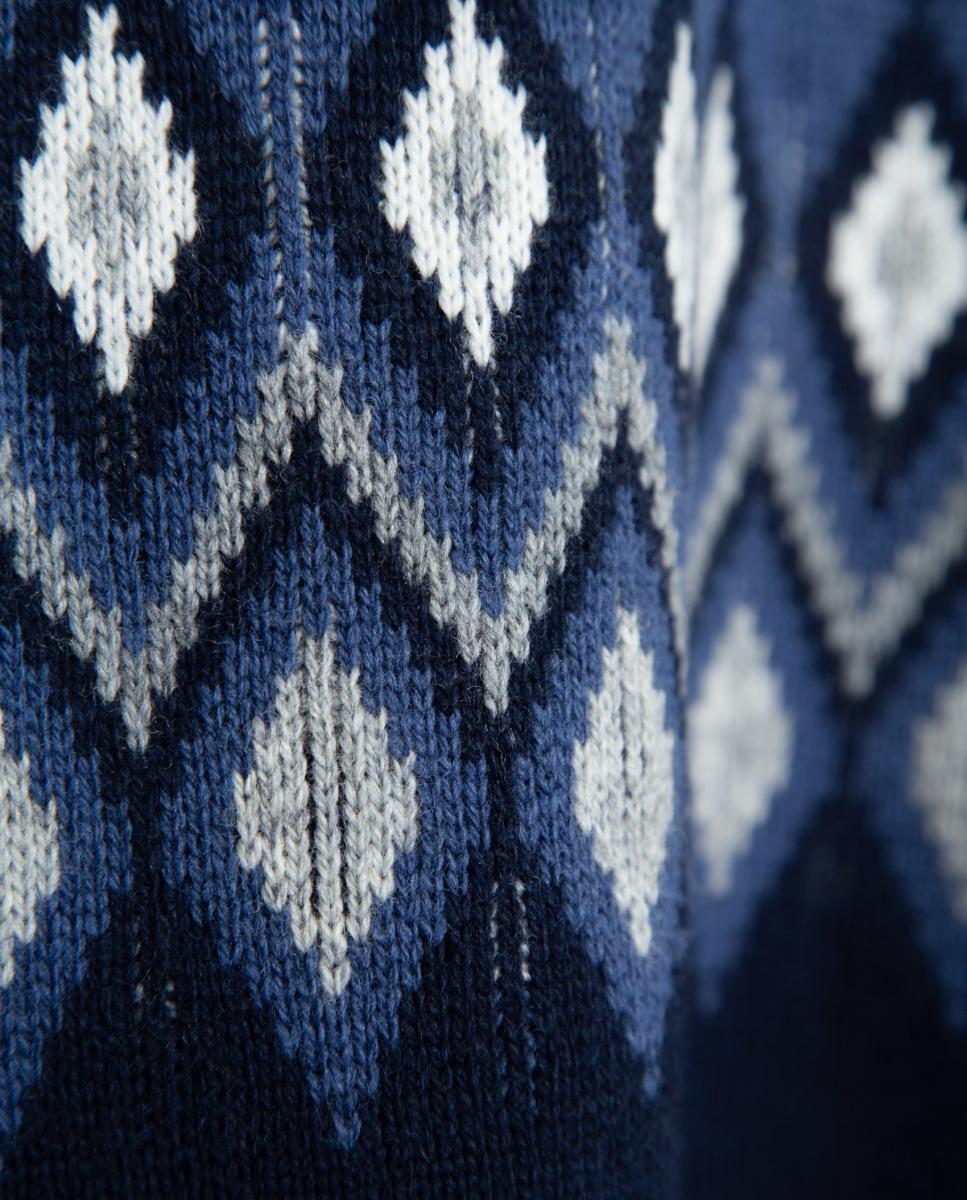 Jersey de hombre con jacquard en pecho - Roberto Verino - Azul marino Azul marino-5
