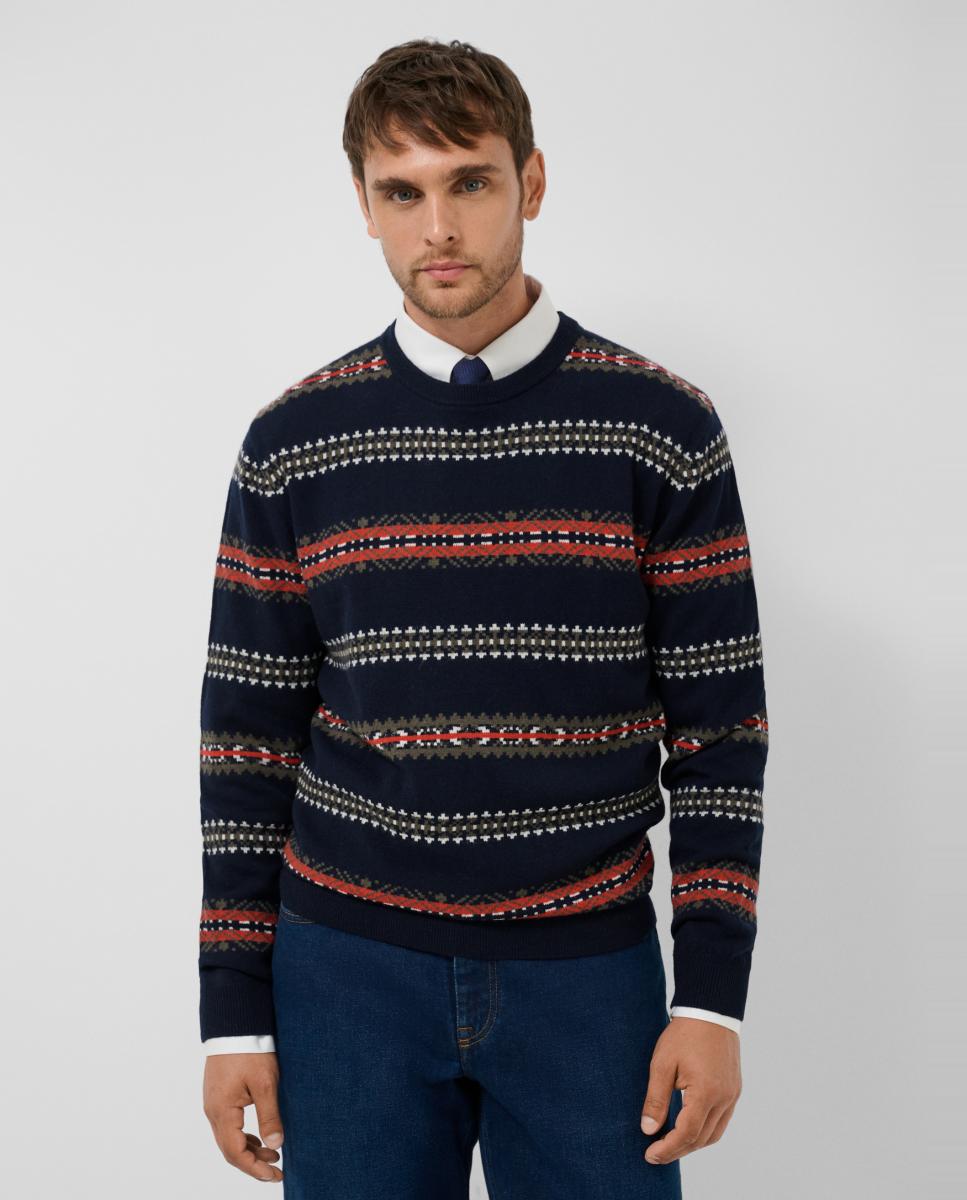 Jersey de hombre motivo fair isle multicolor - Roberto Verino - Azul marino Azul marino-1