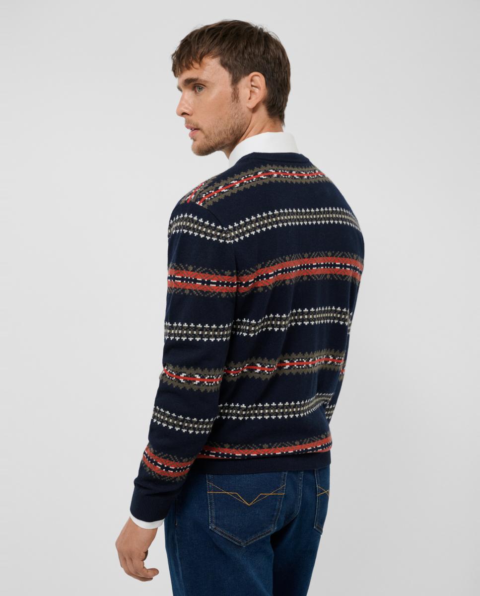 Jersey de hombre motivo fair isle multicolor - Roberto Verino - Azul marino Azul marino-2
