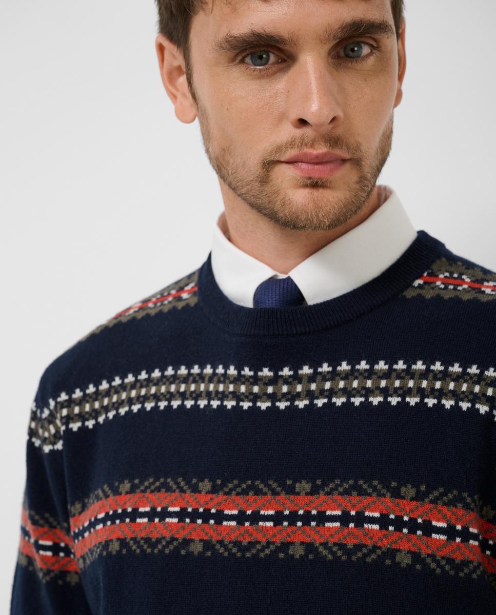 Jersey de hombre motivo fair isle multicolor - Roberto Verino - Azul marino Azul marino-3