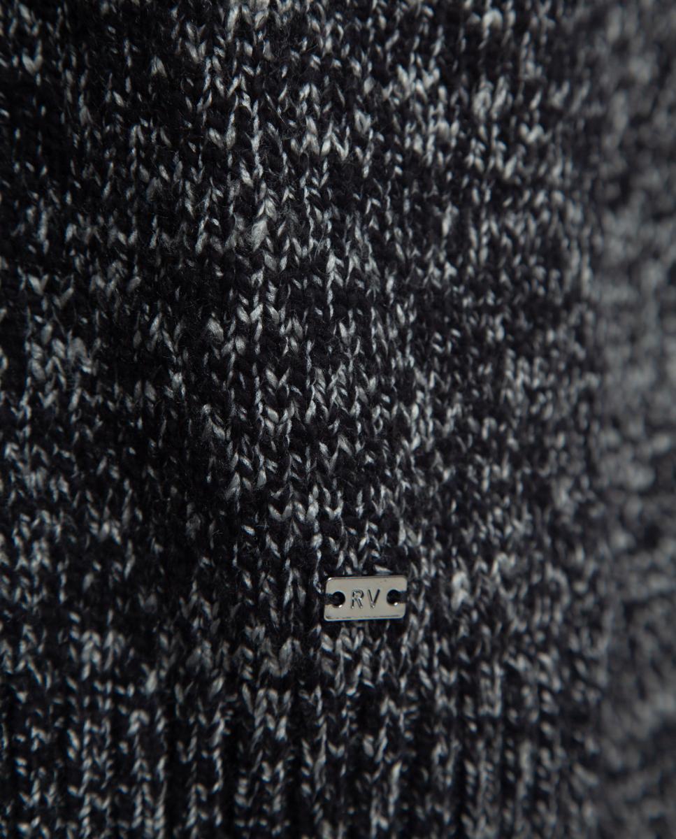 Camisola de malha com decote em bico Cinzento-escuro-5