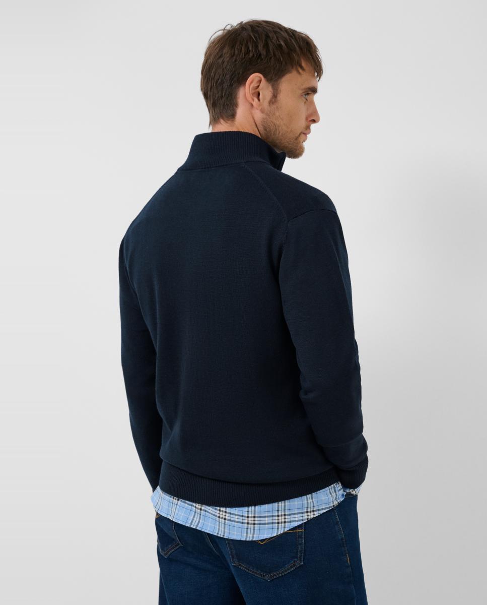 Chaqueta de punto de hombre cierre cremallera lisa - Roberto Verino - Azul marino Azul marino-2