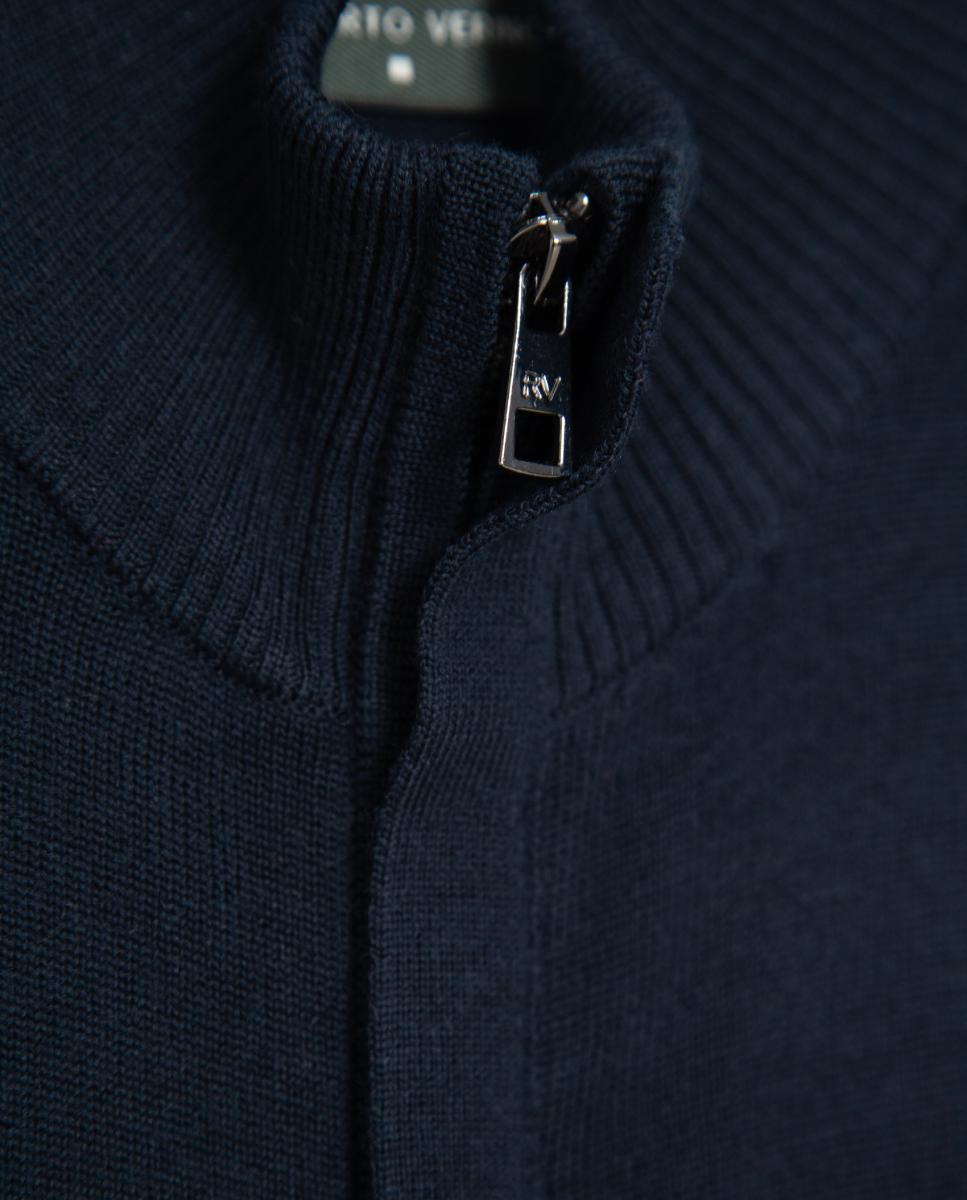 Chaqueta de punto de hombre cierre cremallera lisa - Roberto Verino - Azul marino Azul marino-5