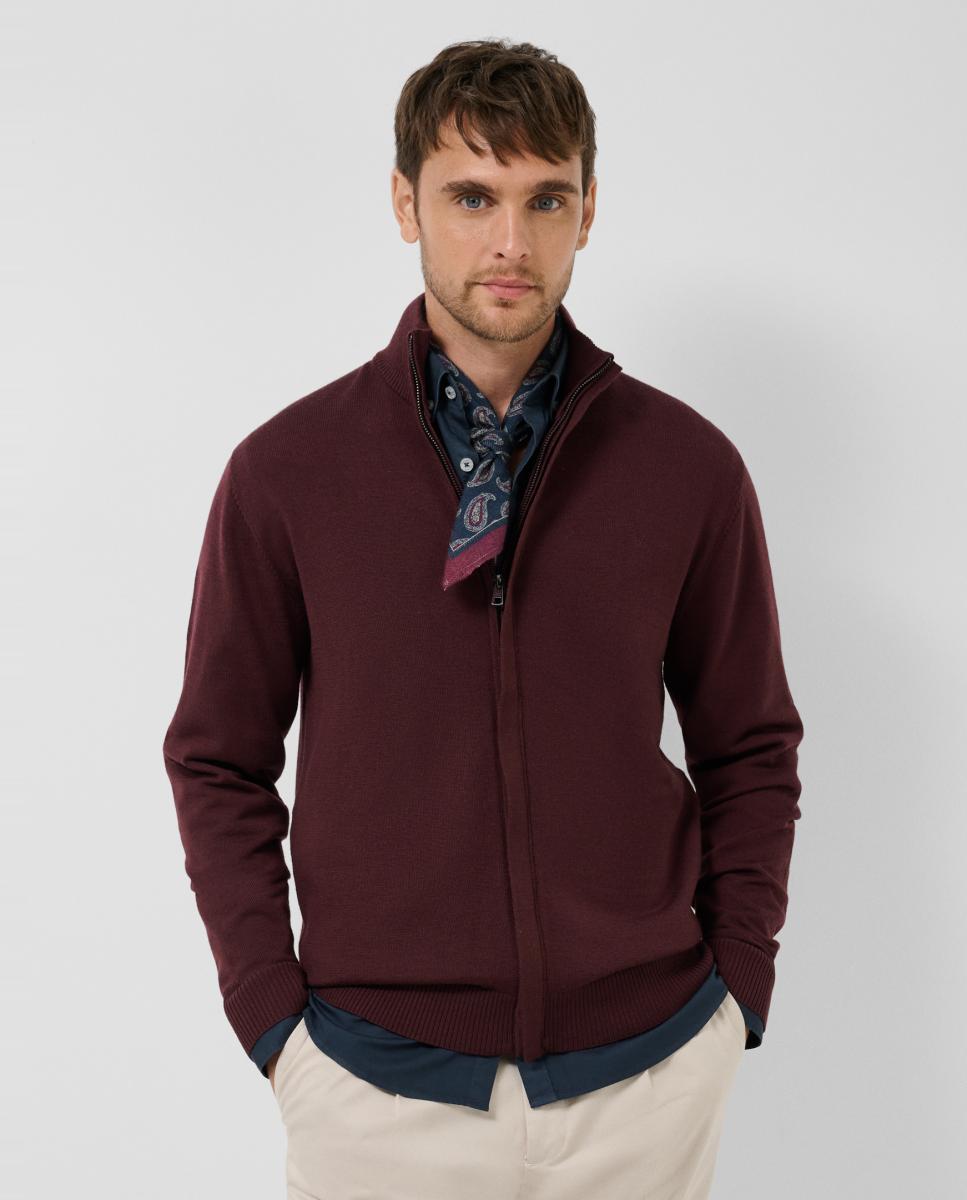 Chaqueta de punto de hombre cierre cremallera lisa - Roberto Verino - Morado Morado-1
