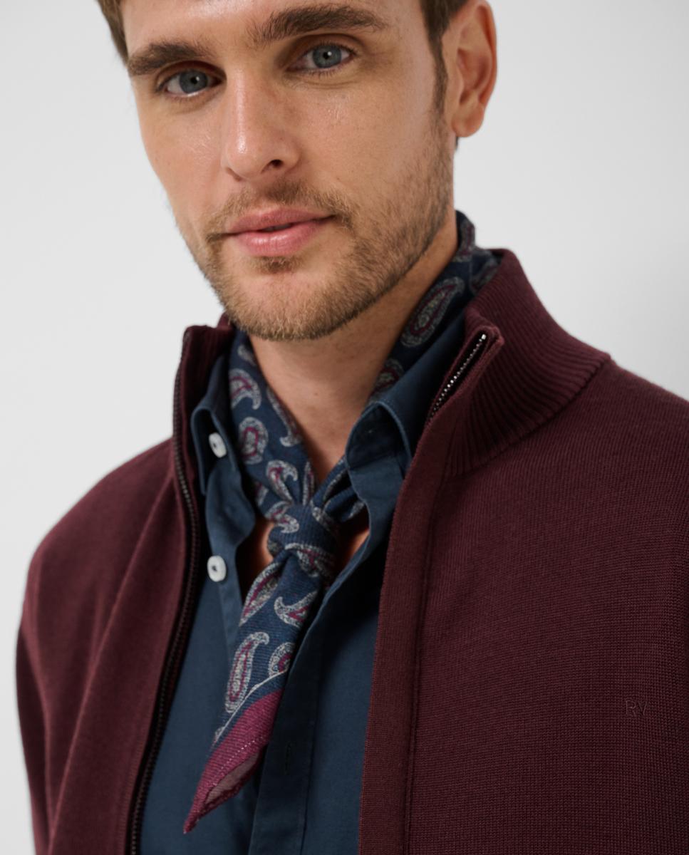 Chaqueta de punto de hombre cierre cremallera lisa - Roberto Verino - Morado Morado-3