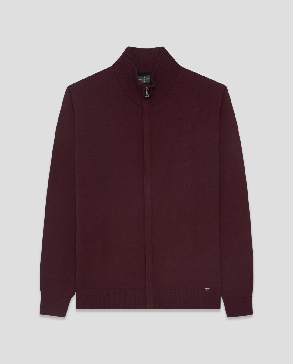 Chaqueta de punto de hombre cierre cremallera lisa - Roberto Verino - Morado Morado-4