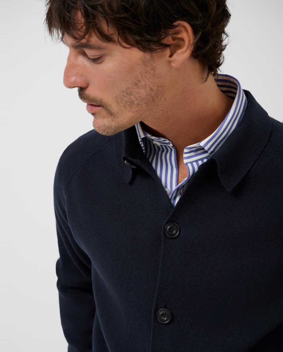 Sobrecamisa de Malha com Fecho de Botões Azul-marinho-3