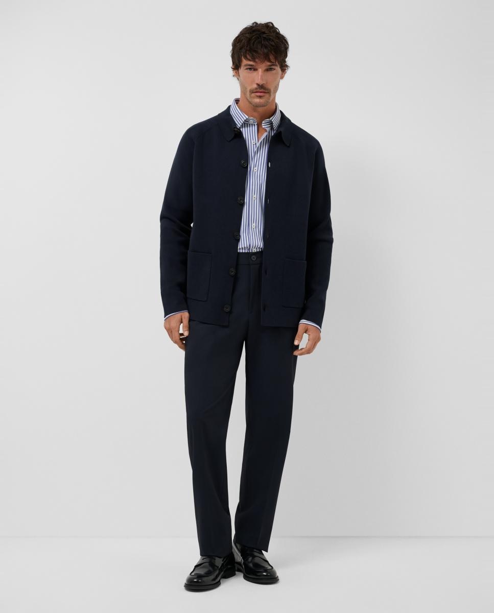 Sobrecamisa de Malha com Fecho de Botões Azul-marinho-6