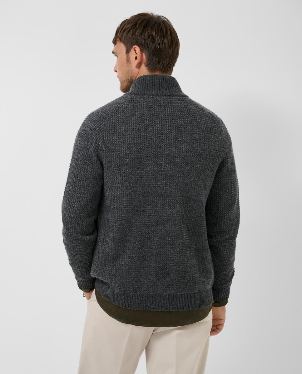 Chaqueta de punto de hombre cierre cremallera estructura - Roberto Verino - Gris oscuro Gris oscuro-2