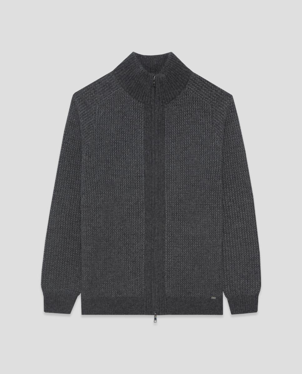 Chaqueta de punto de hombre cierre cremallera estructura - Roberto Verino - Gris oscuro Gris oscuro-4