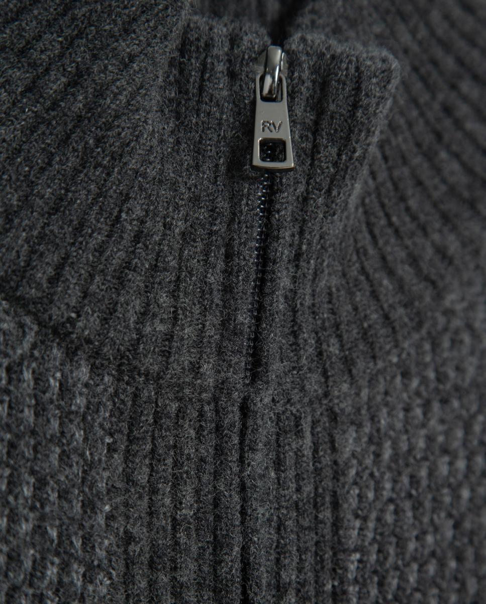Chaqueta de punto de hombre cierre cremallera estructura - Roberto Verino - Gris oscuro Gris oscuro-5