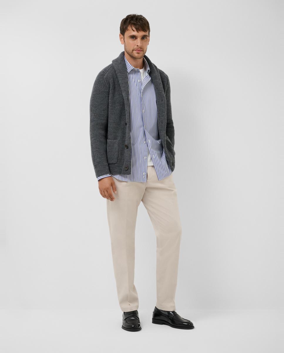 Chaqueta de punto de hombre acanalada cuello esmoquin - Roberto Verino - Gris oscuro Gris oscuro-6