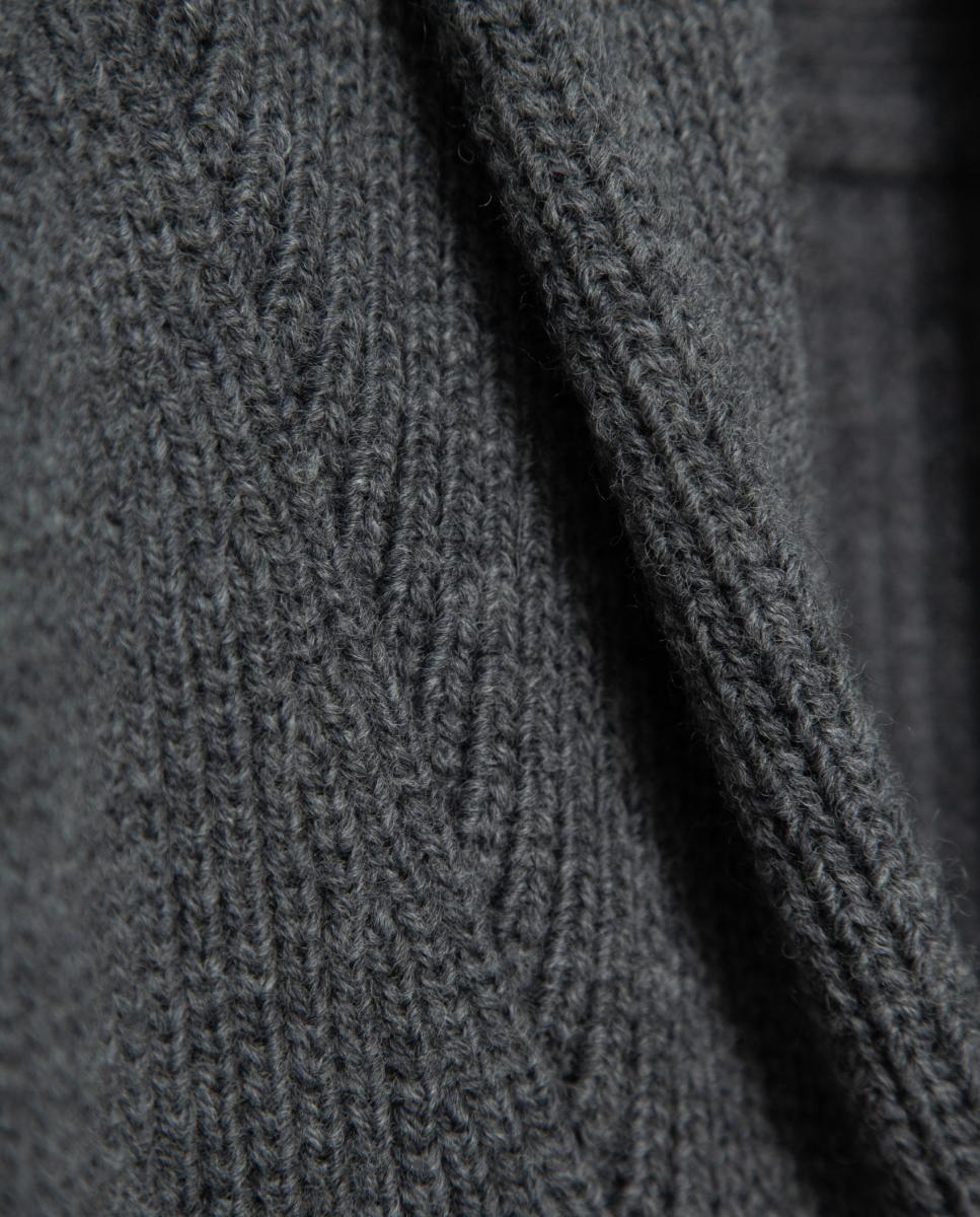 Chaqueta de punto de hombre acanalada cuello esmoquin - Roberto Verino - Gris oscuro Gris oscuro-5
