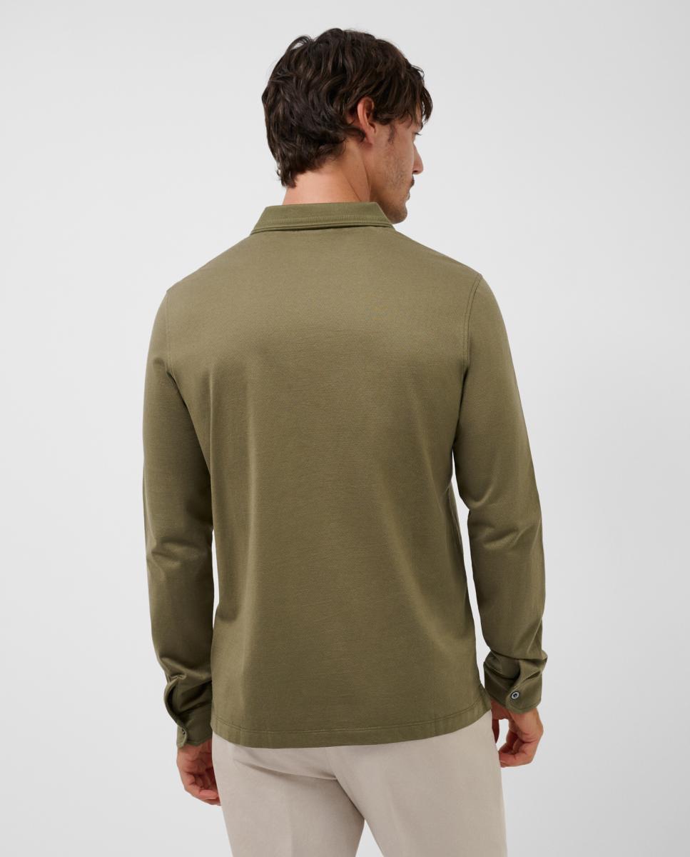Polo de Manga Comprida com Jacquard Verde-2