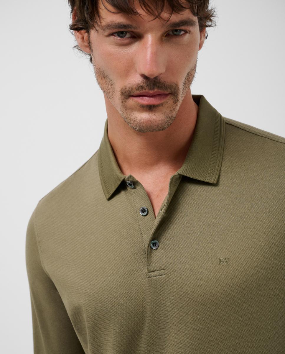 Polo de Manga Comprida com Jacquard Verde-3