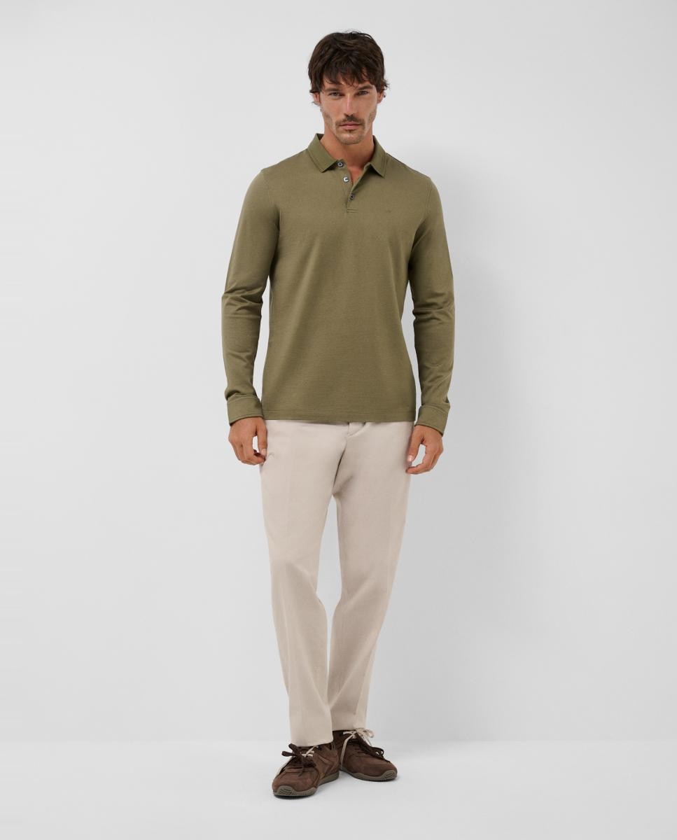 Polo de Manga Comprida com Jacquard Verde-6
