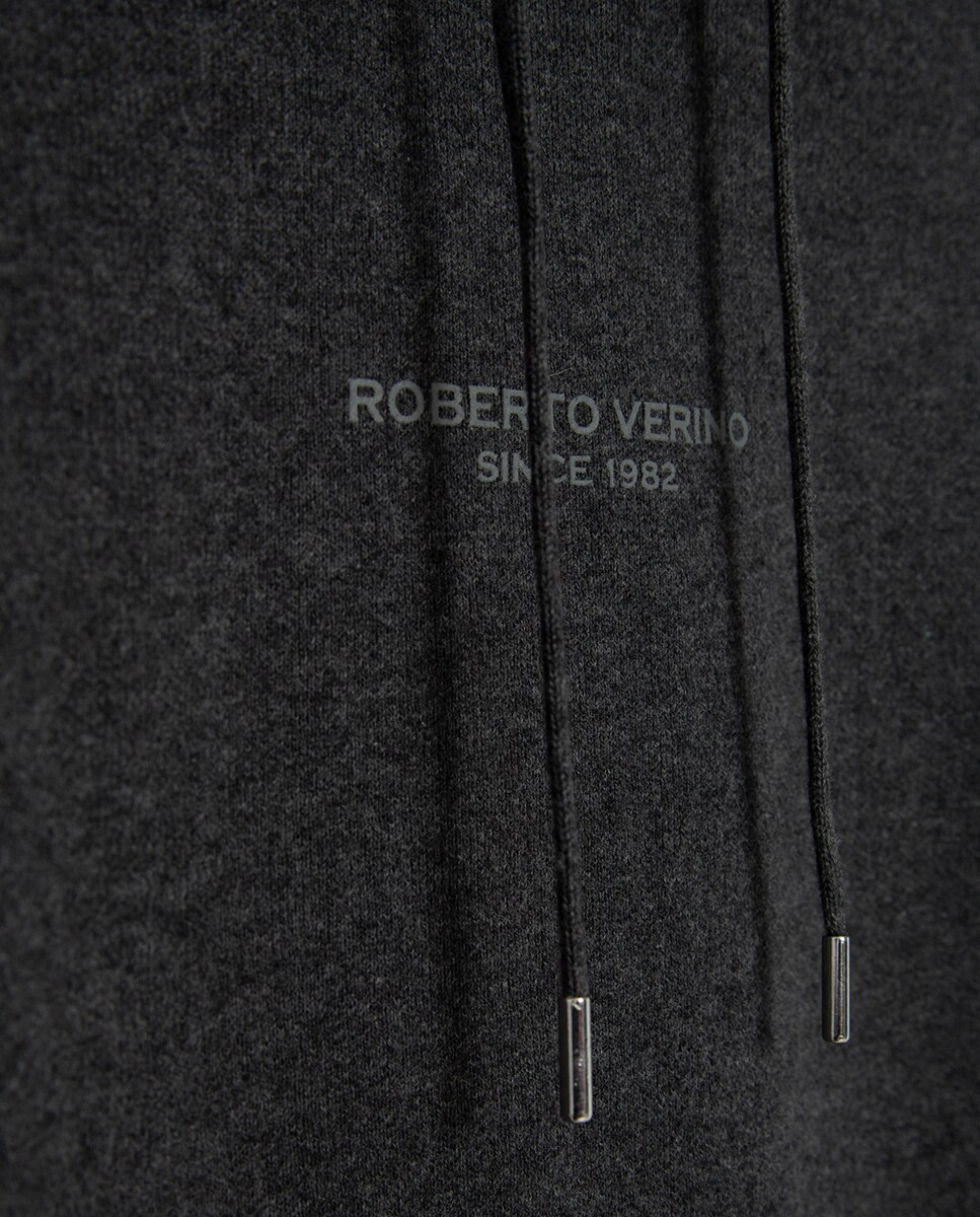 Sweatshirt com Capuz de Malha Cinzento-escuro-6