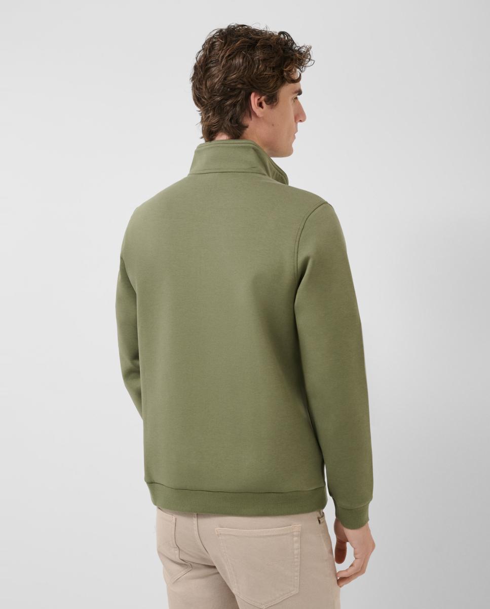 Sweatshirt com Meio Fecho de Correr e Logótipo no Peito Verde-claro-2