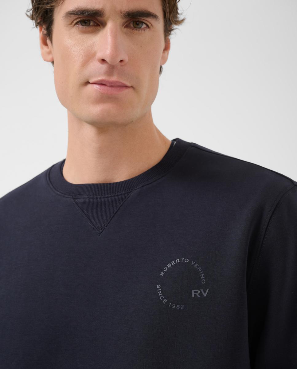Sweatshirt com Logótipo a Condizer no Peito Azul-marinho-2