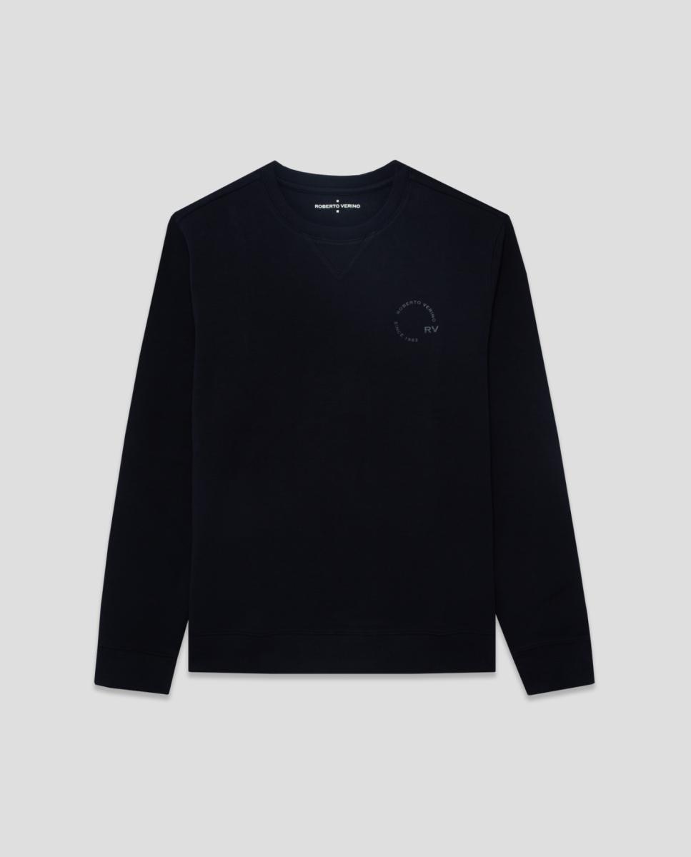 Sweatshirt com Logótipo a Condizer no Peito Azul-marinho-4