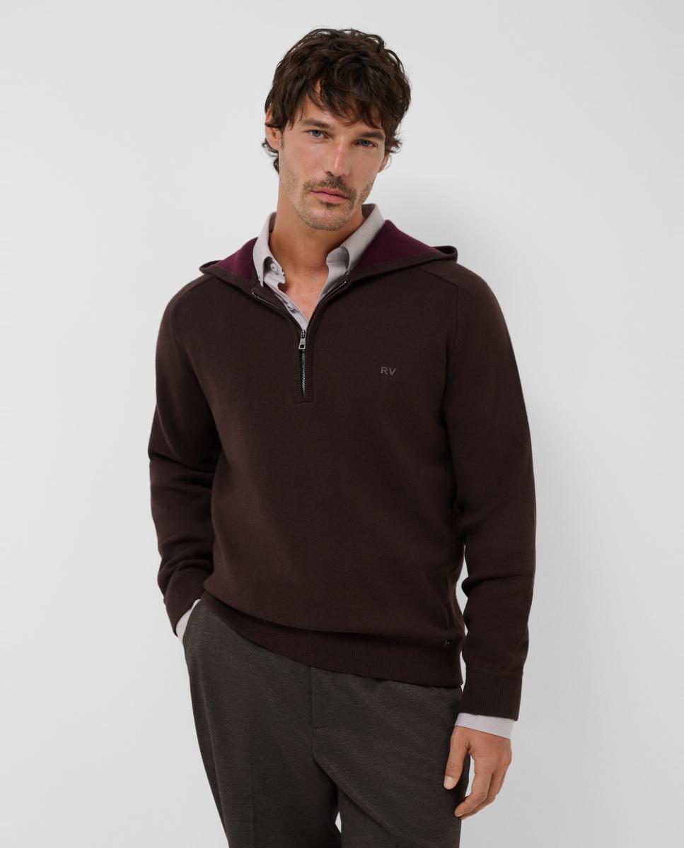 Imagem 0 de Sweatshirt de Lã com Capuz e Meio Fecho de Correr