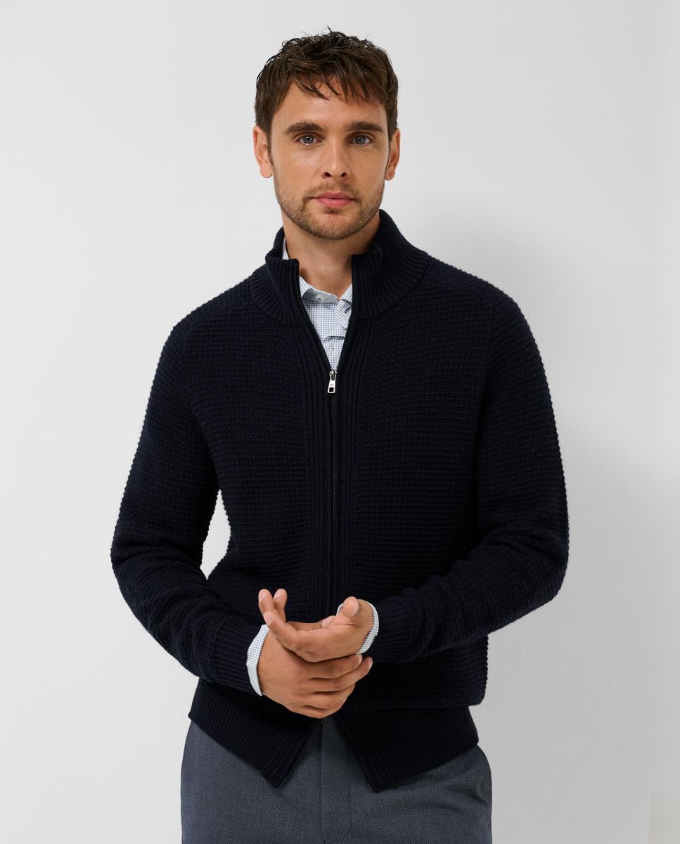 Imagen 1 de Chaqueta de punto de hombre cierre cremallera estructura - Roberto Verino - Azul marino Azul marino