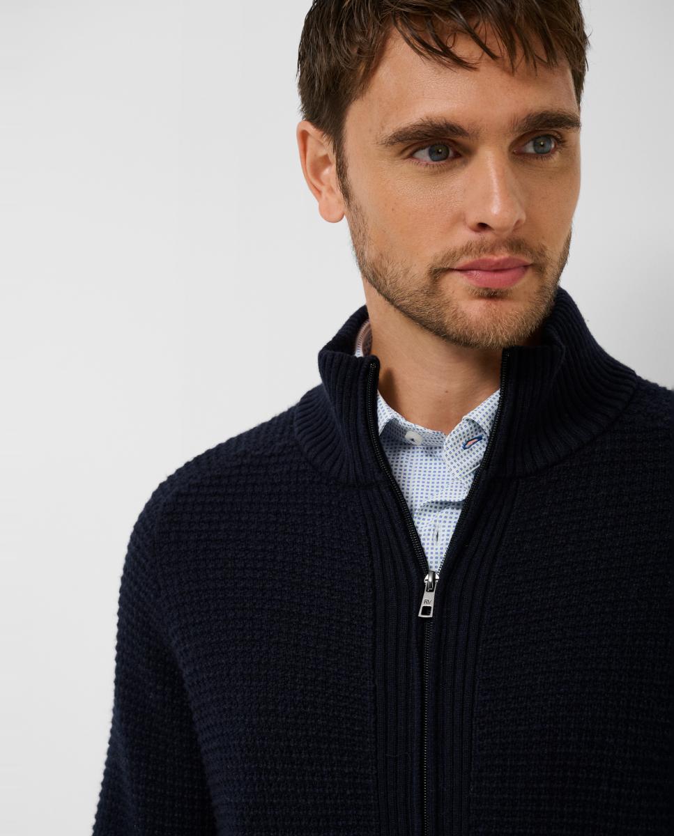 Imagen 3 de Chaqueta de punto de hombre cierre cremallera estructura - Roberto Verino - Azul marino Azul marino