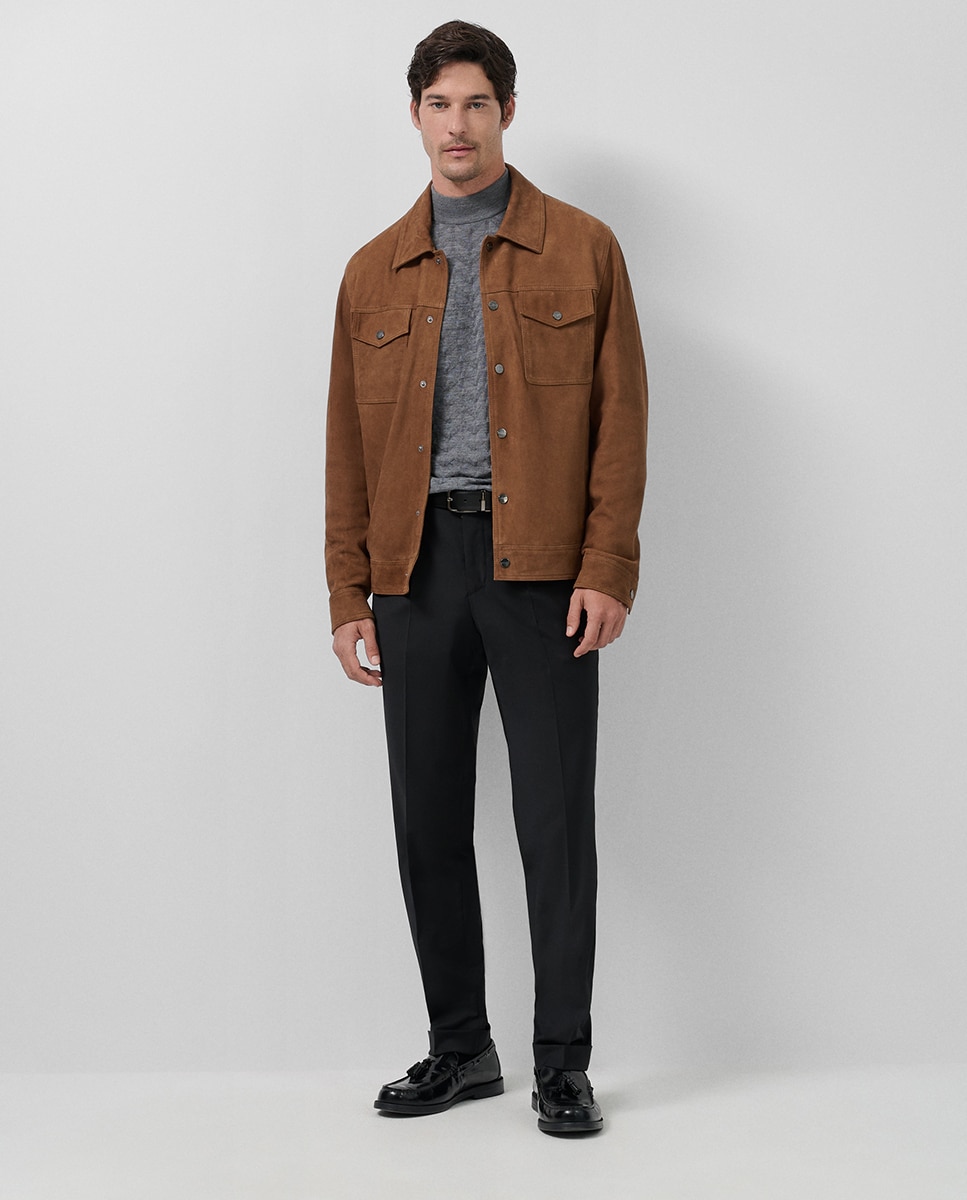 Blusão de Camurça Castanho-claro-3