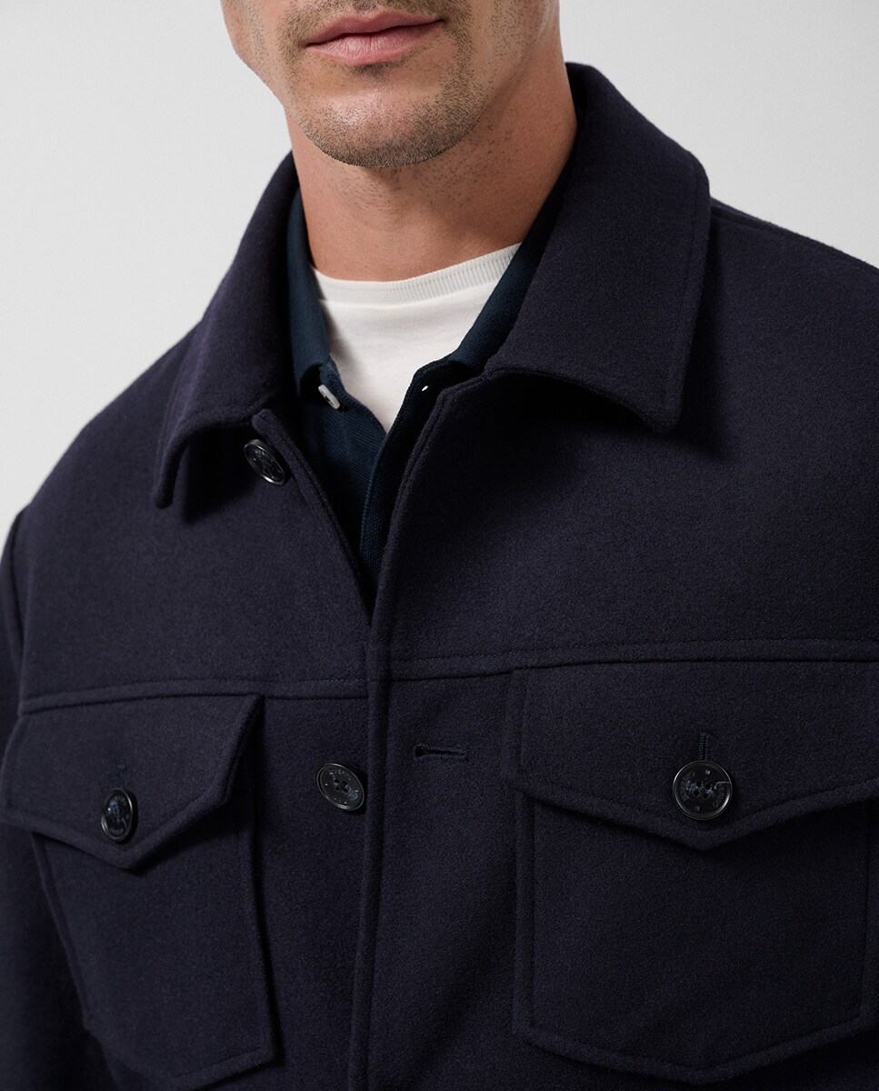 Casaco Tipo Sobrecamisa de Pano Azul-marinho-2