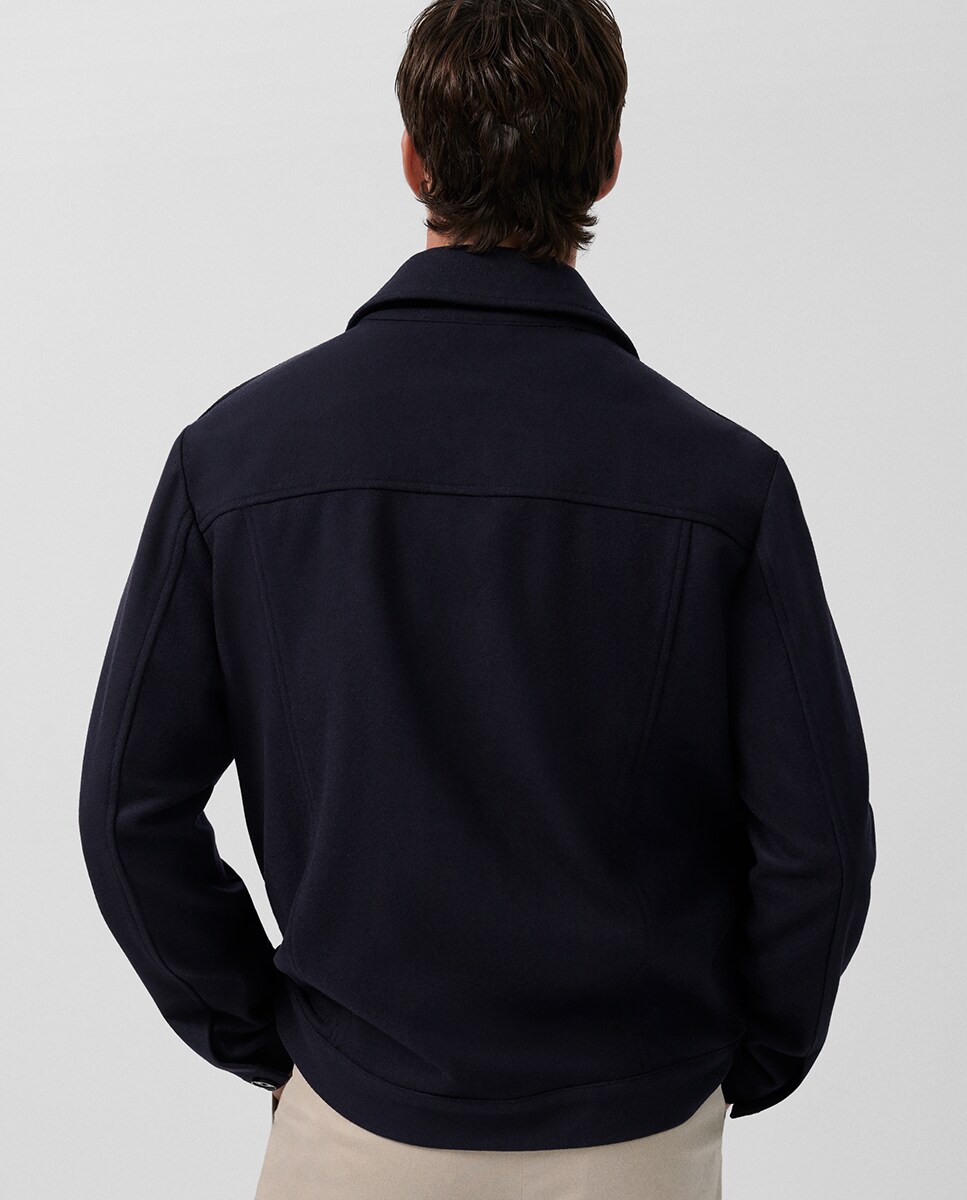 Casaco Tipo Sobrecamisa de Pano Azul-marinho-4