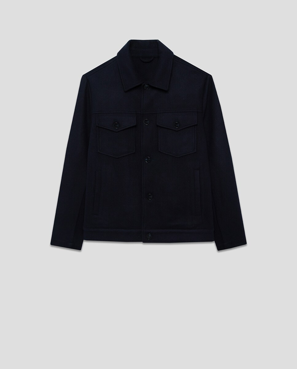 Casaco Tipo Sobrecamisa de Pano Azul-marinho-6