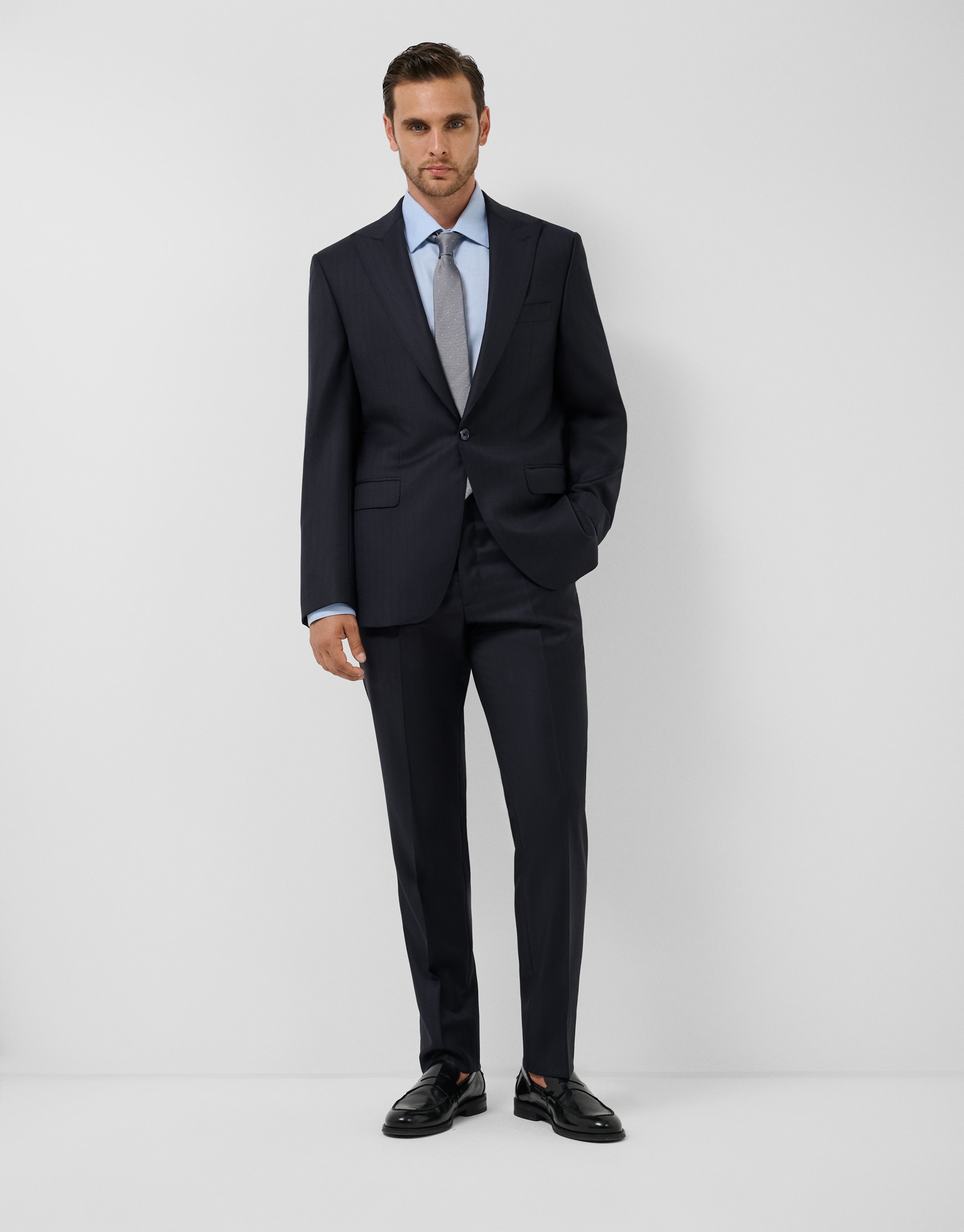 Traje de hombre ceremonia half canvas rayas - Roberto Verino - Azul marino Azul marino-1