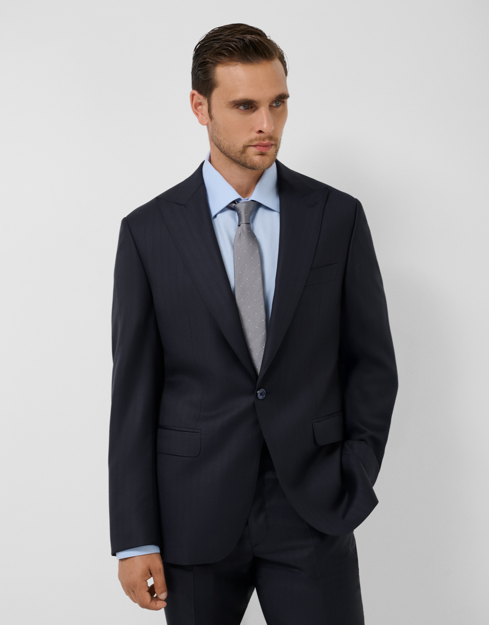 Traje de hombre ceremonia half canvas rayas - Roberto Verino - Azul marino Azul marino-4