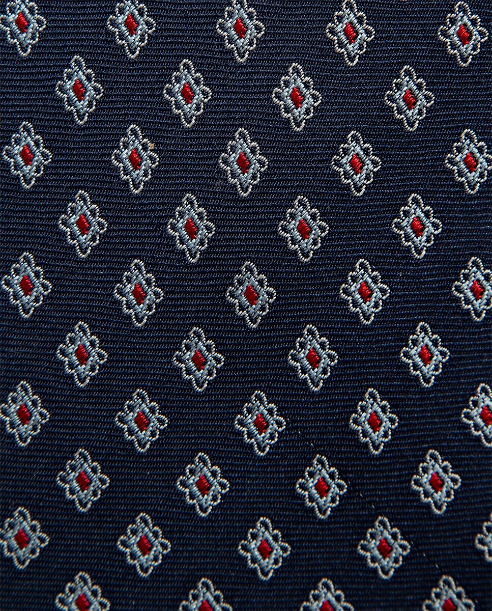 Gravata de Seda com Jacquard Geométrico Azul-marinho-2