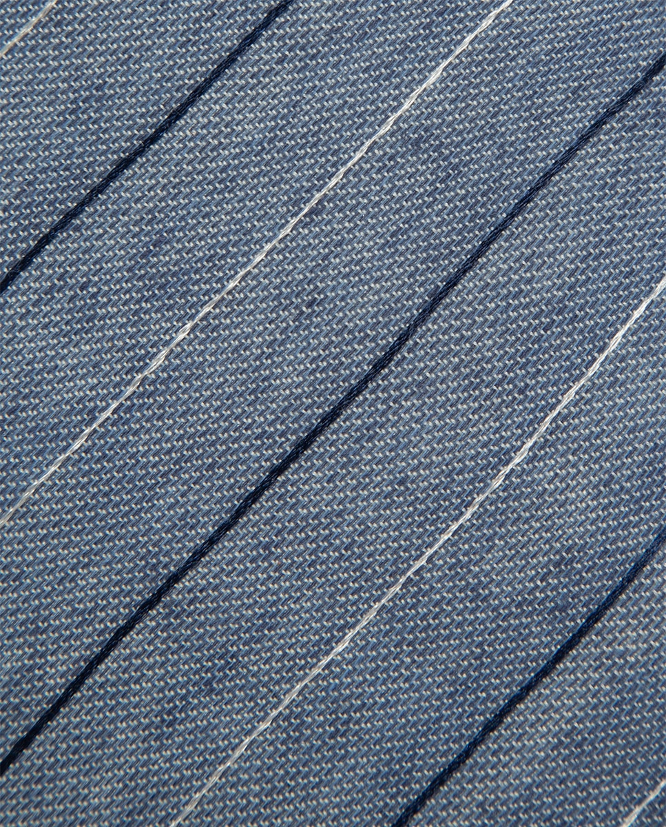 Gravata de Seda e Linho às Riscas Azul-marinho-2