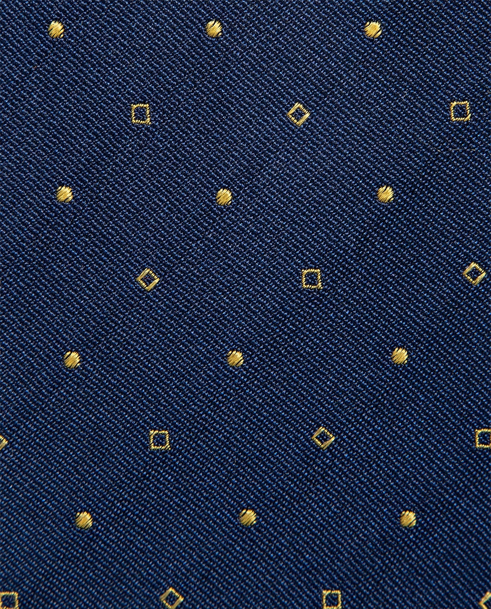 Gravata de Seda com Jacquard Geométrico Amarelo-2