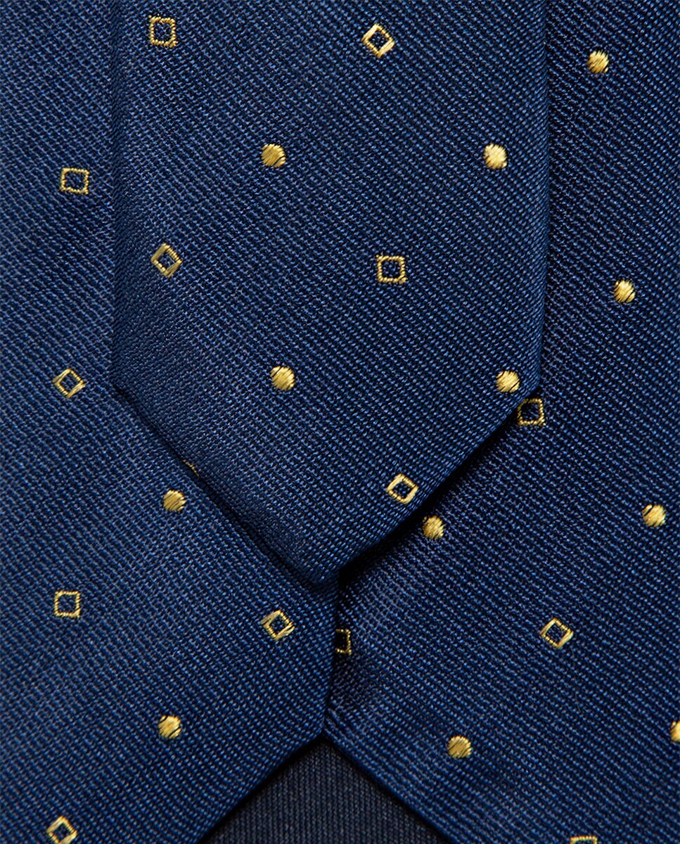 Gravata de Seda com Jacquard Geométrico Amarelo-3