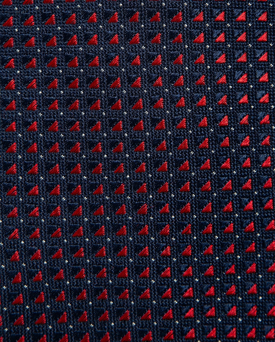 Gravata de Seda com Jacquard Geométrico Vermelho-2