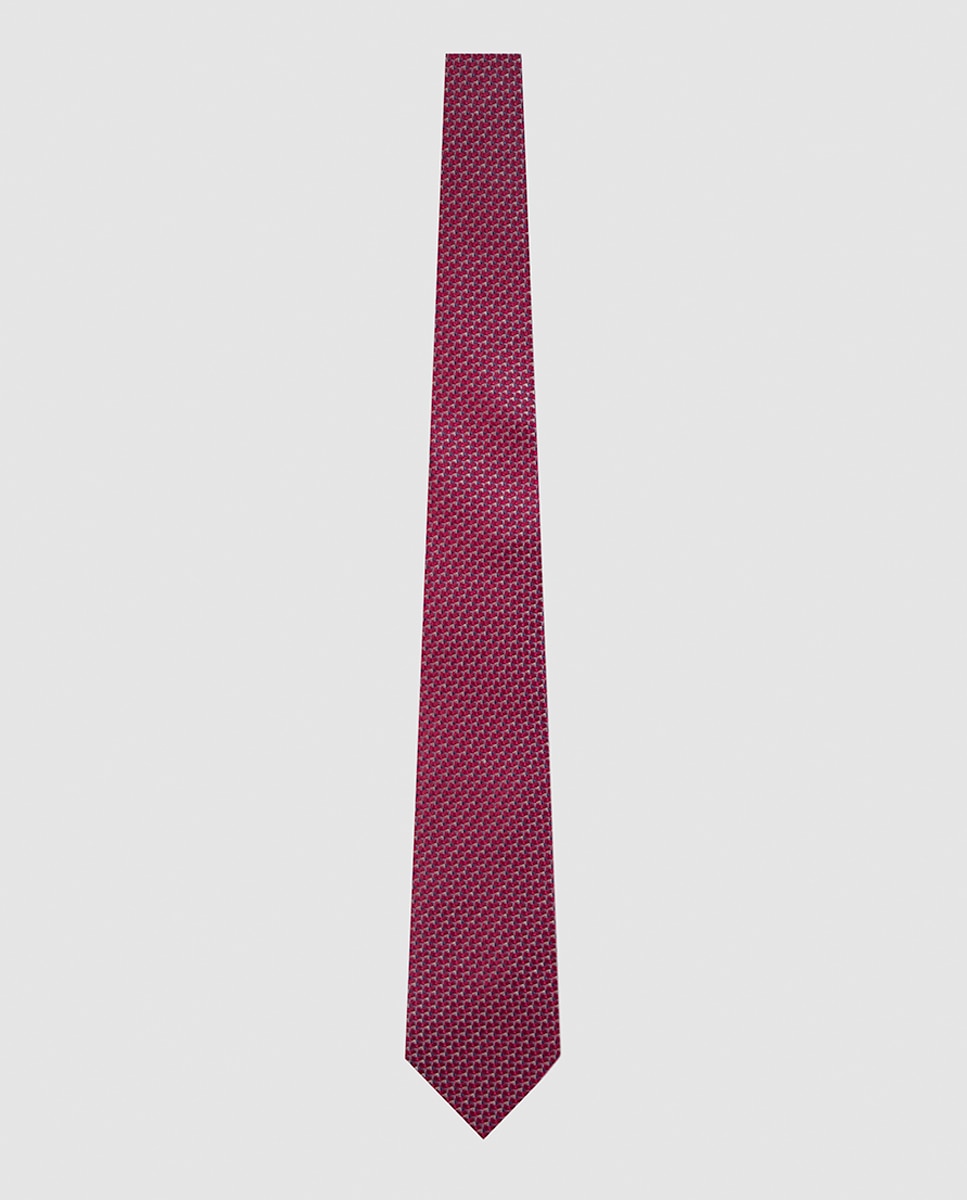 Corbata de hombre de seda jacquard geométrico - Roberto Verino - Fucsia Fucsia-1