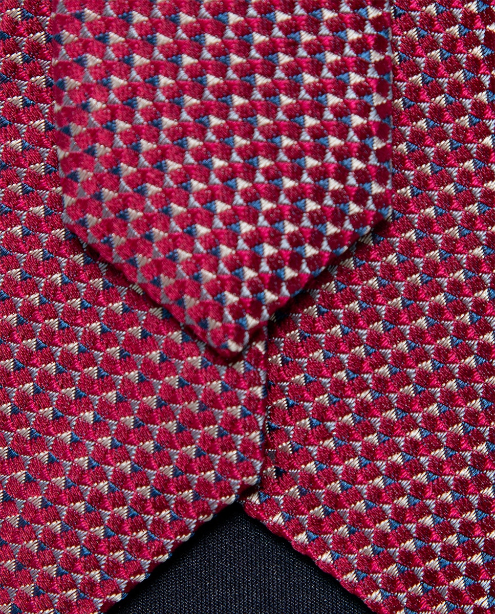 Corbata de hombre de seda jacquard geométrico - Roberto Verino - Fucsia Fucsia-3