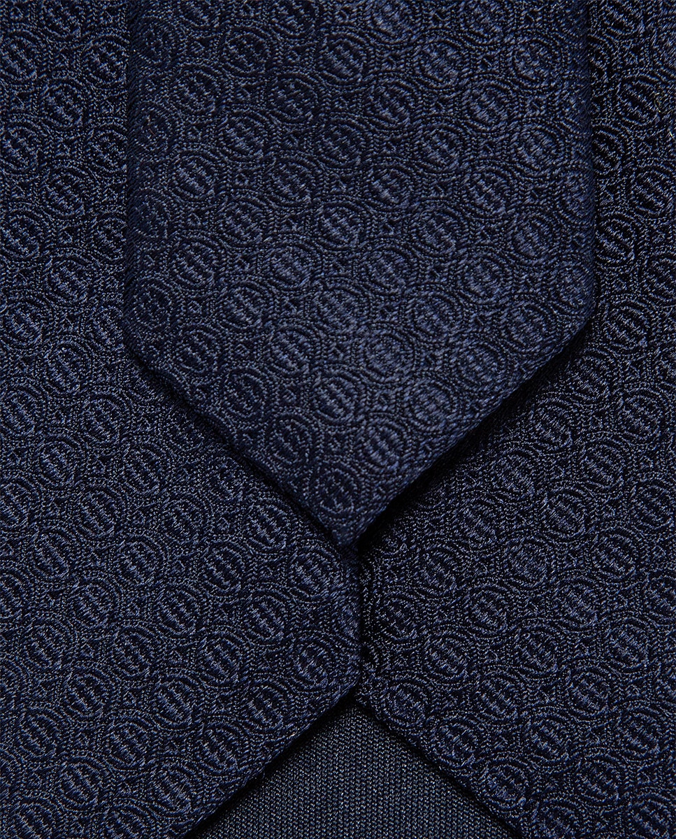 Gravata de Seda com Jacquard Azul-marinho-3
