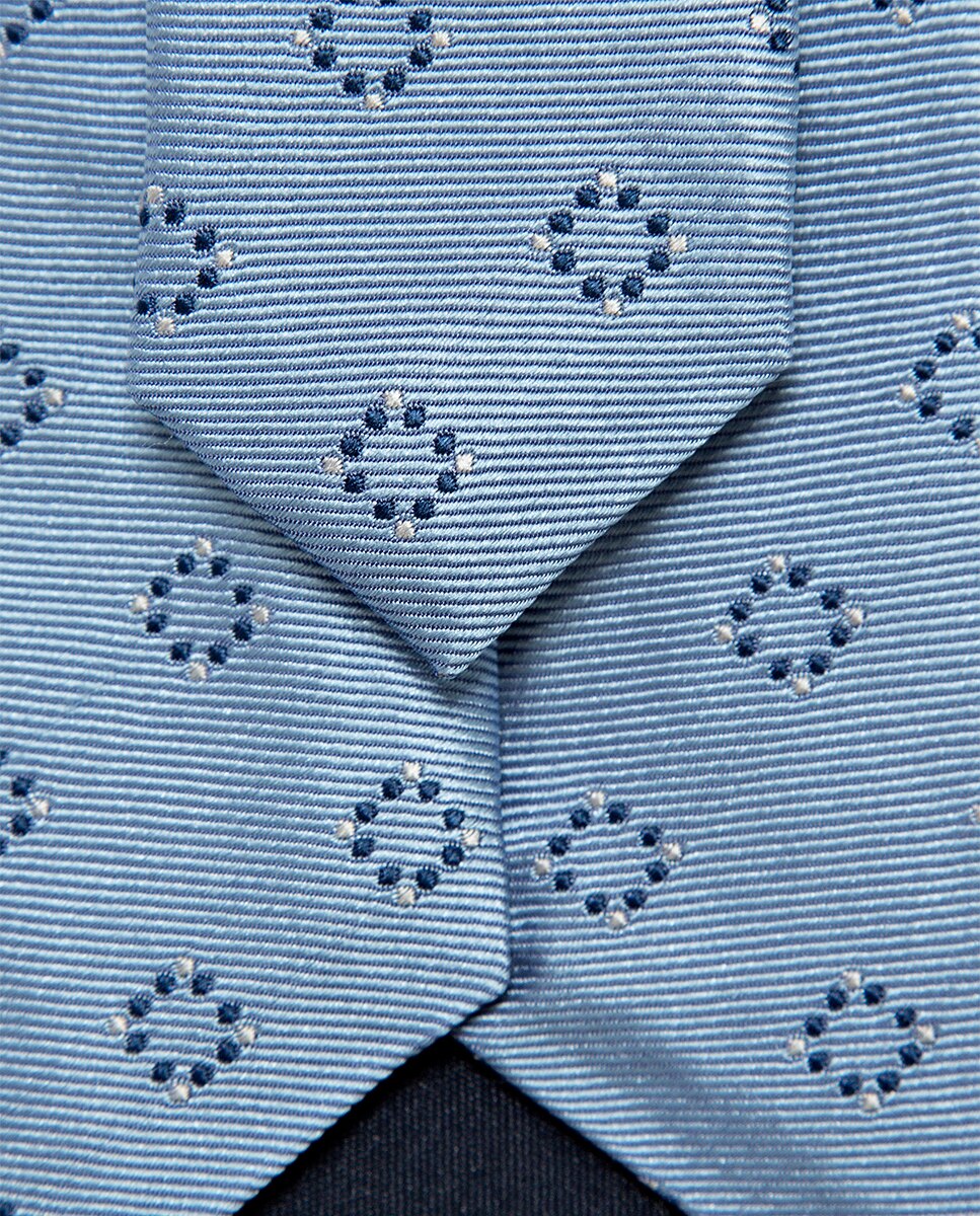 Gravata de Seda com Jacquard Geométrico Turquesa-3