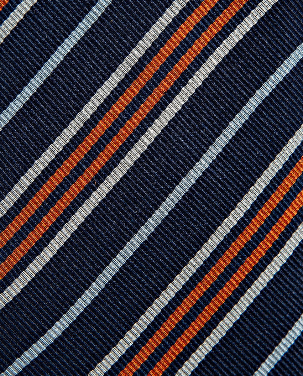 Gravata de Seda às Riscas Laranja-2