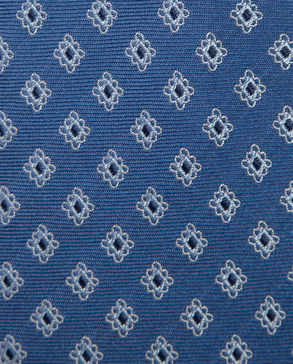 Gravata de Seda com Jacquard Geométrico Azul-índigo-2