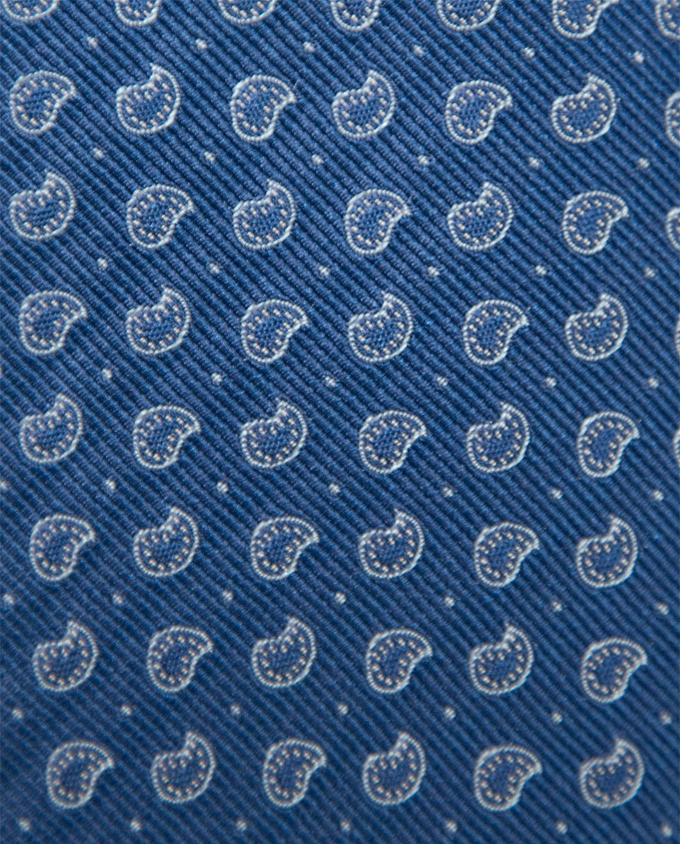 Gravata de Seda com Jacquard de Caxemiras Azul-índigo-2