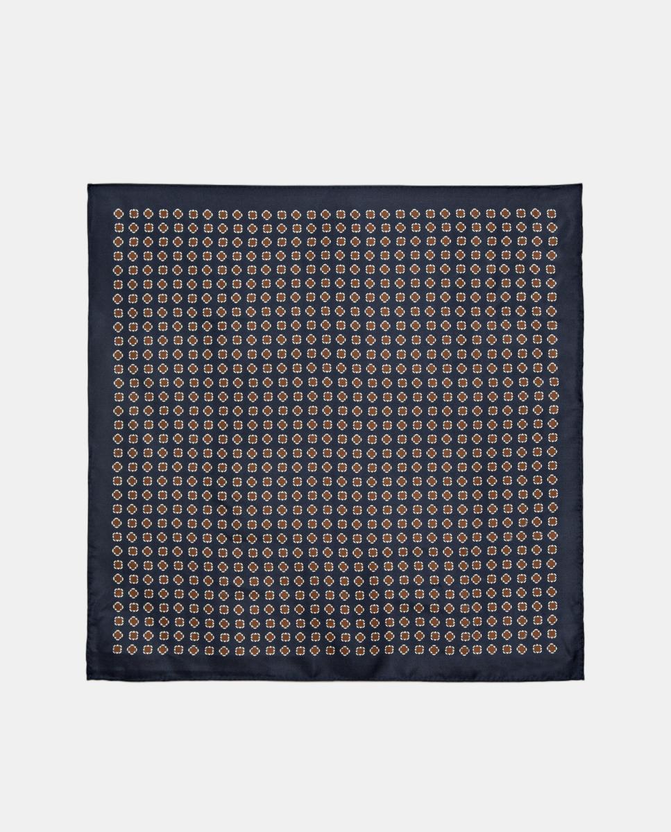 Imagen 0 de Pañuelo de hombre de seda diseño geométrico Azul índigo