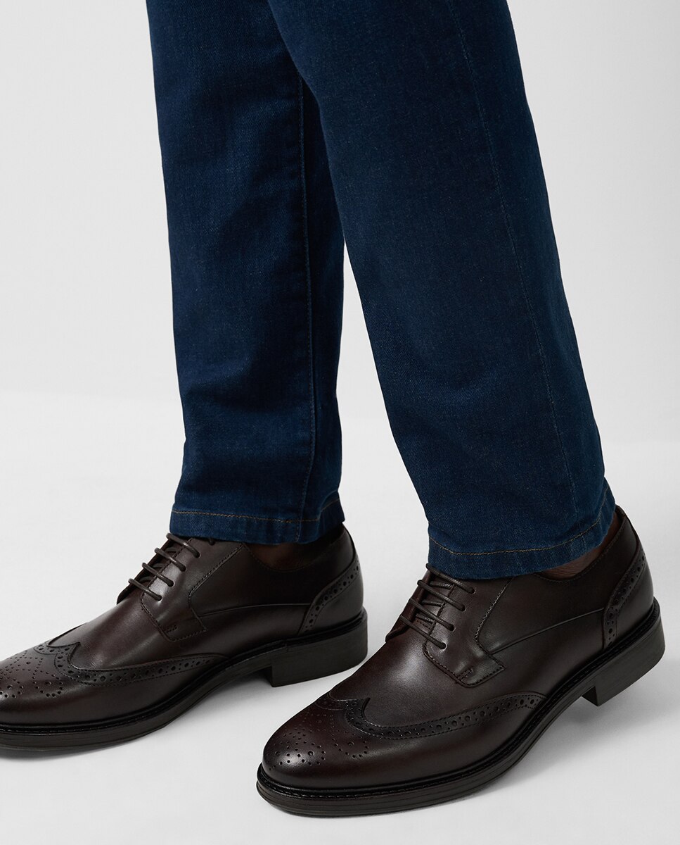 Sapatos Blucher com Furos Castanho-1
