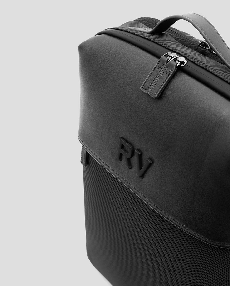 Mochila em Nylon e Pele Travel Bag Preto-2