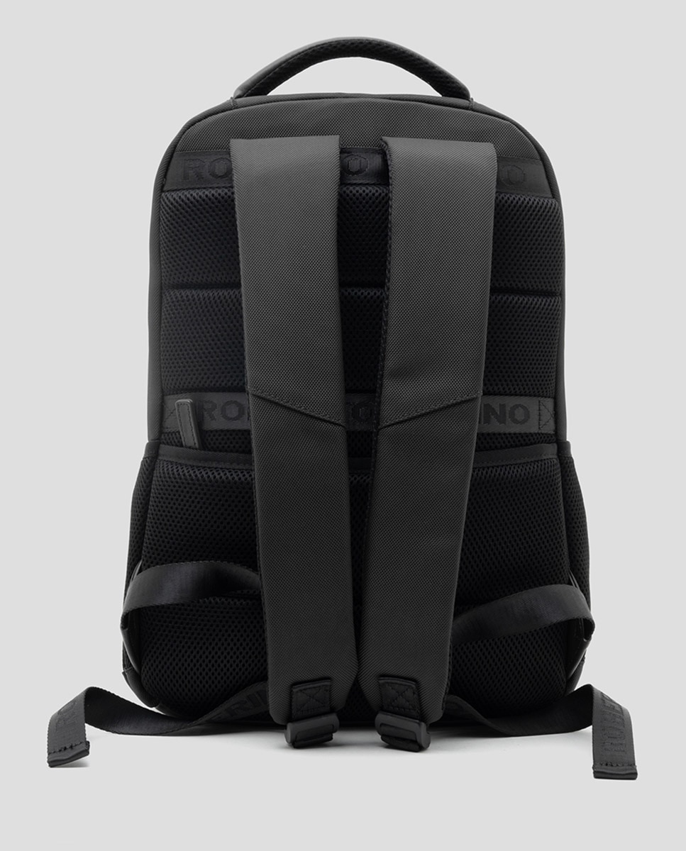 Mochila de Nylon e Pele Preto-3