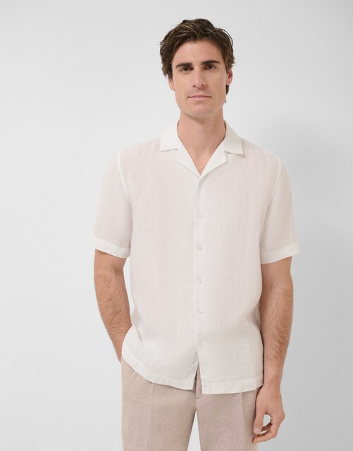 Camisa guayabera slim fit de lino de hombre